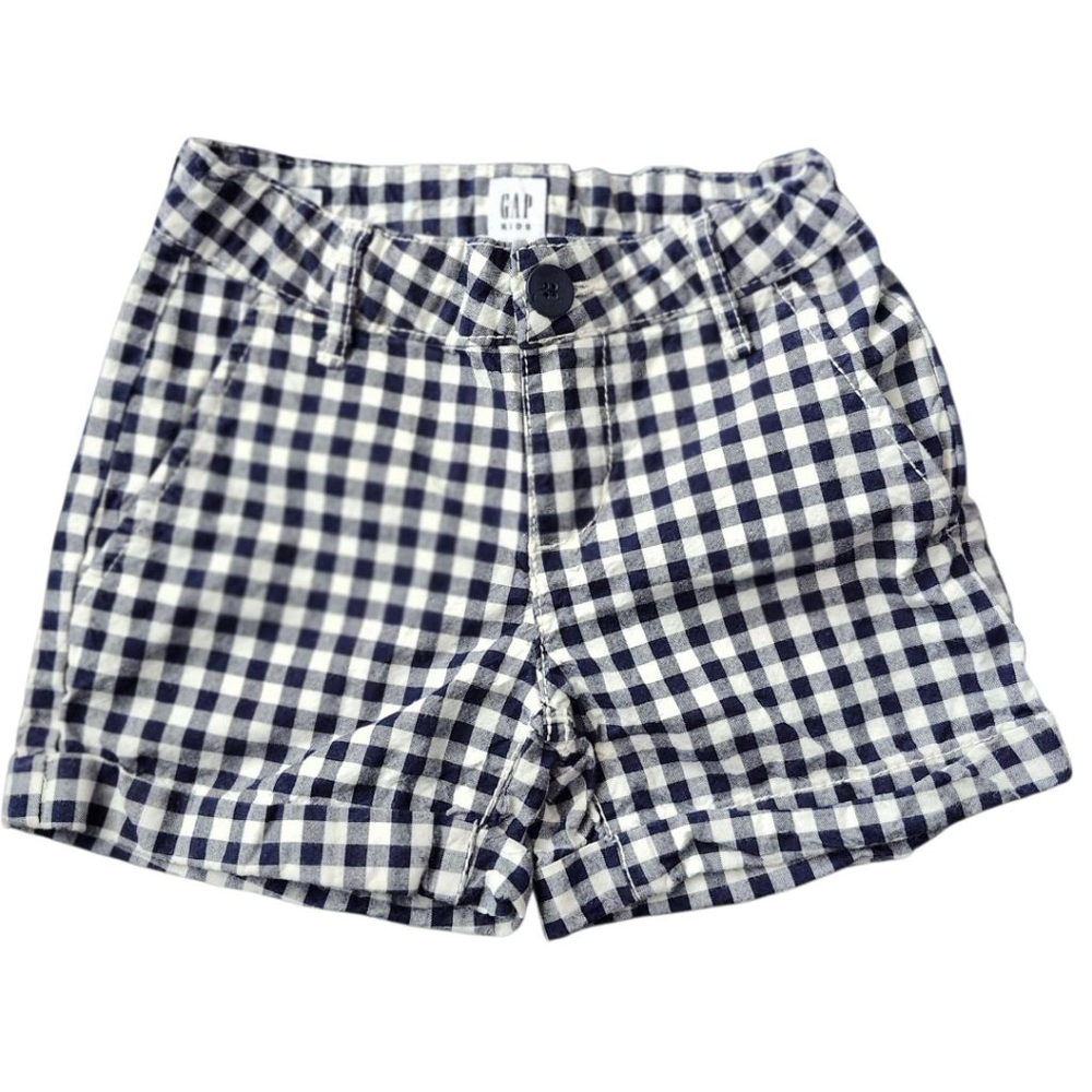 Girls Gap Midi Shorts Size 5 Navy Blue White Checkered